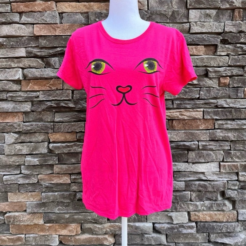 Graphic Cat Kitten Pink T-Shirt Size Large - Picture 5 of 5